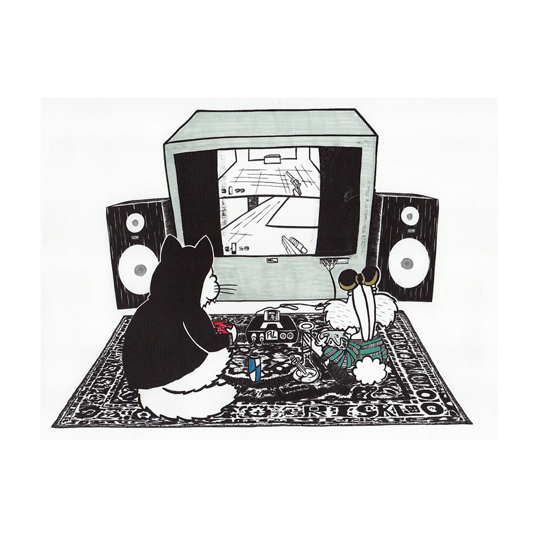 Print "Cita de Videojuegos" Técnica Mixta